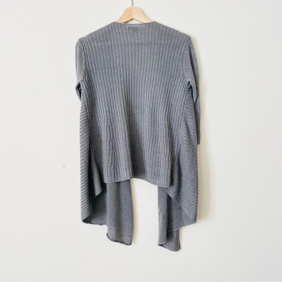 Eileen Fisher SMALL gray ribbed knit linen silk blend cardigan - Picture 4 of 4